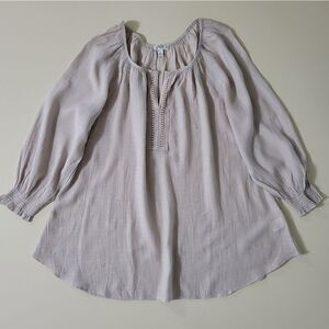 Spense Women's Tan Boho Peasant Blouse